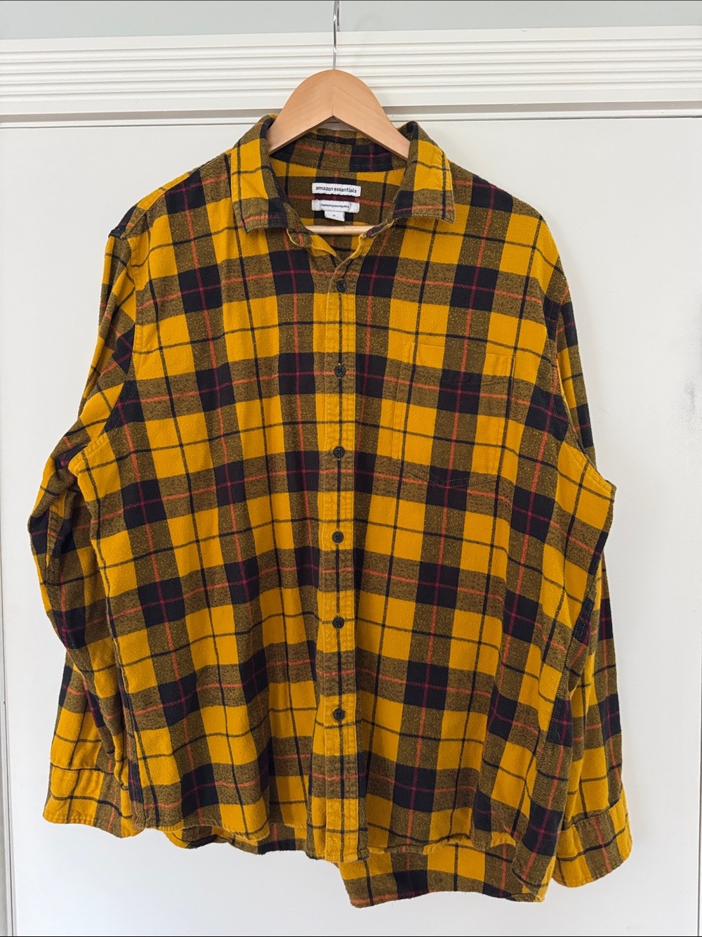 Amazon Essentials Yellow Plaid Button-Down Shirt